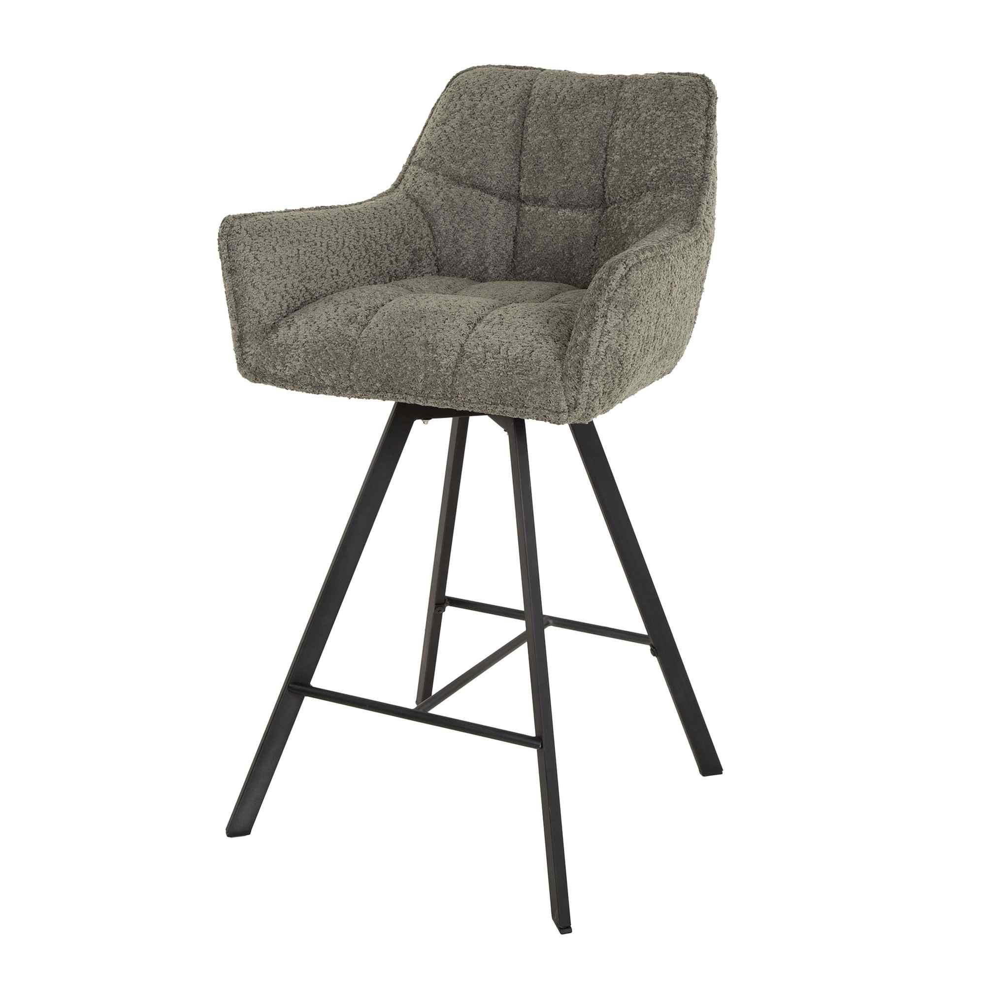 2er-Set Barhocker Spinras mit Armlehne, Drehbar - Boucle, Grau