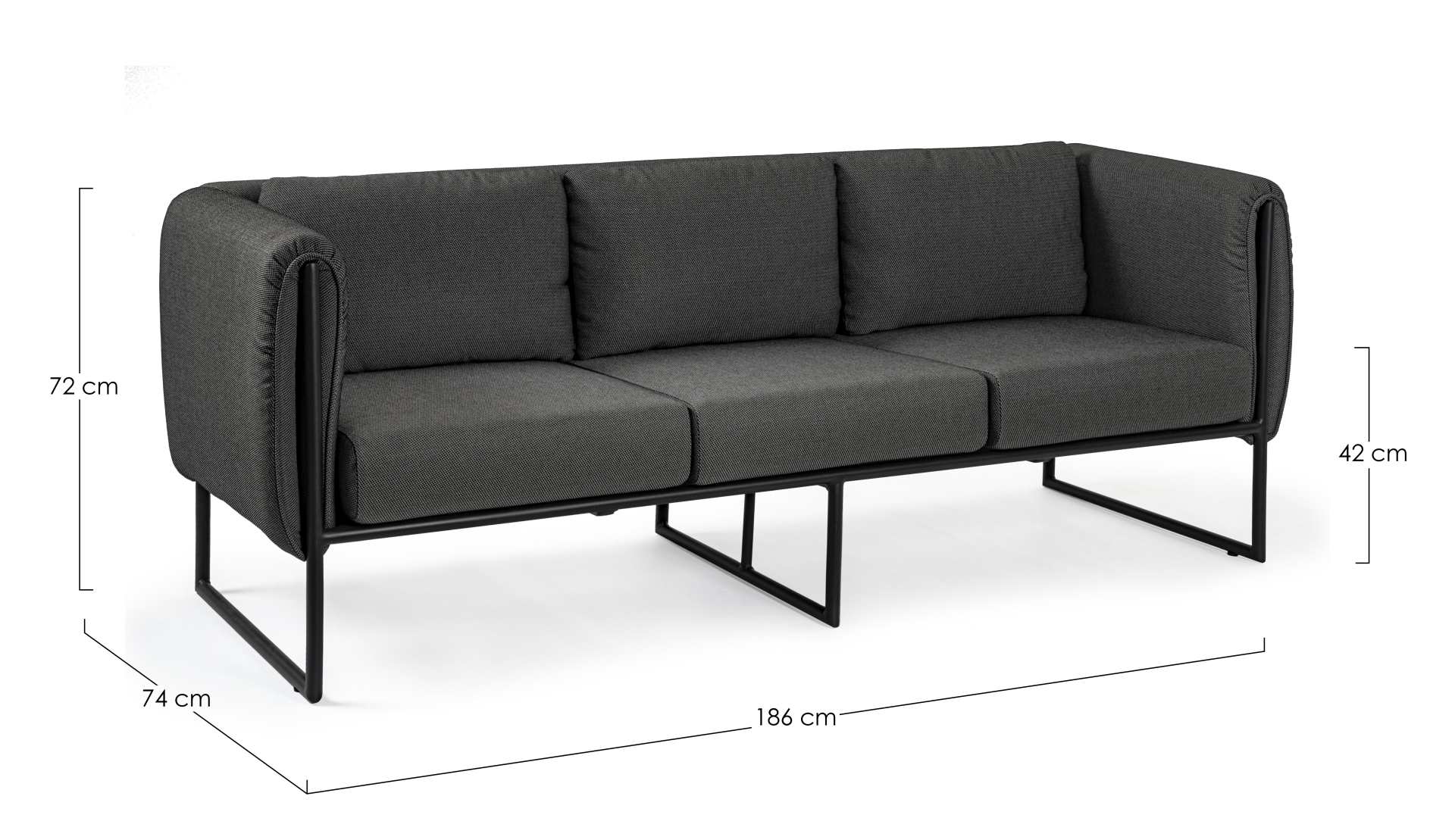 Sofa Pixel aus Aluminium, Anthrazit