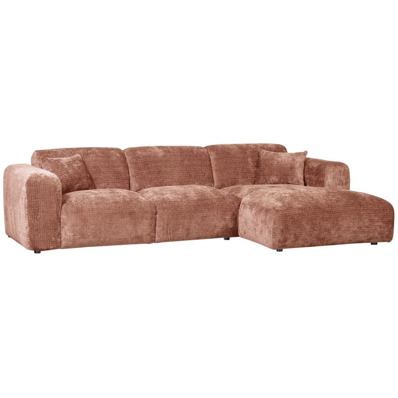 Chaiselongue Cloud aus Chenille-Stoff Rechts, Terra