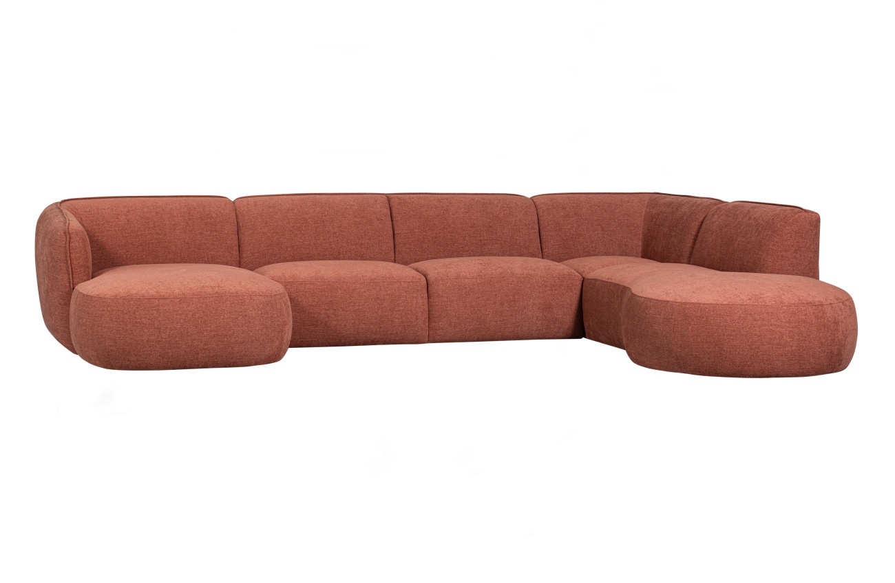 Sofa Polly U-Form aus Webstoff Rechts, Rosa