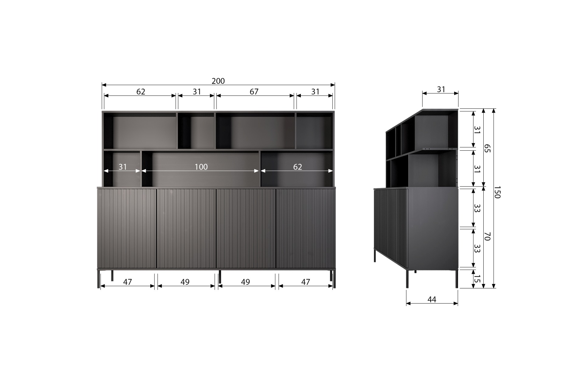 Wandschrank Gravure aus Eschenholz, Espresso