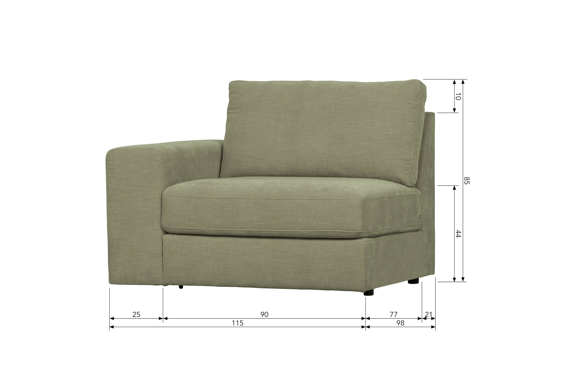 Modulsofa Family 1-Seat Element Links, Grün