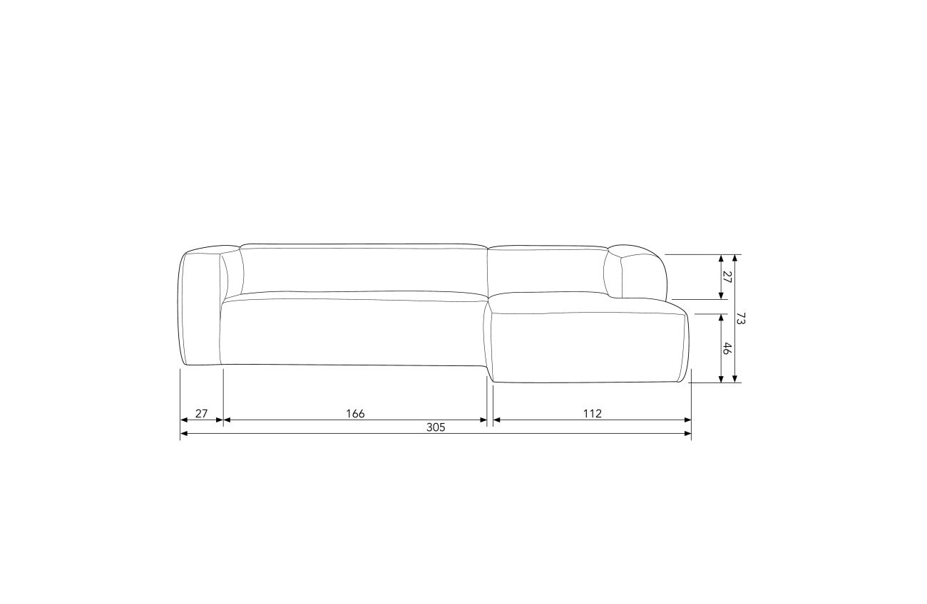 Ecksofa Bean mit Cordbezug, links Natur