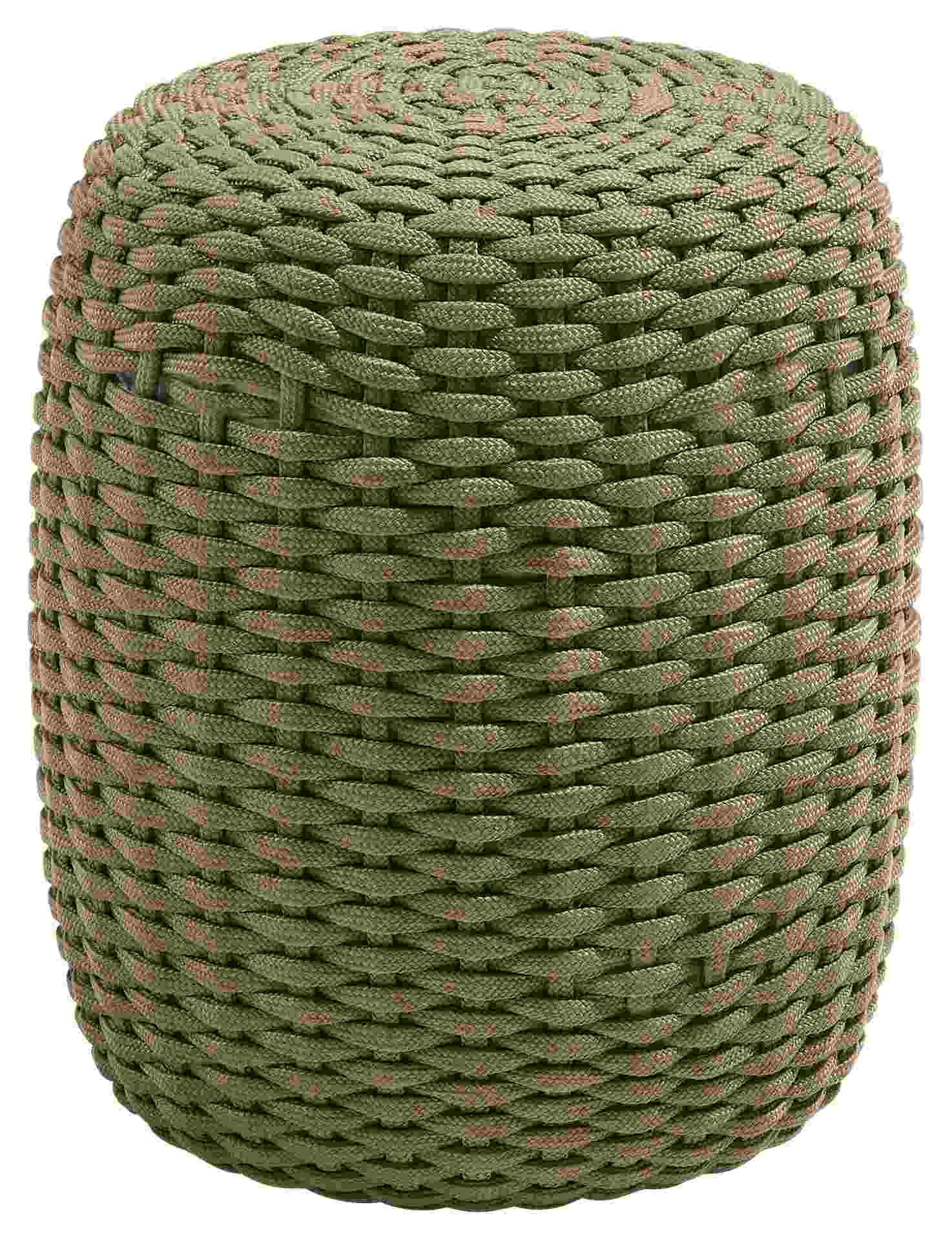 Hocker Moon aus Kunststoff, Ø 40 cm, Olive