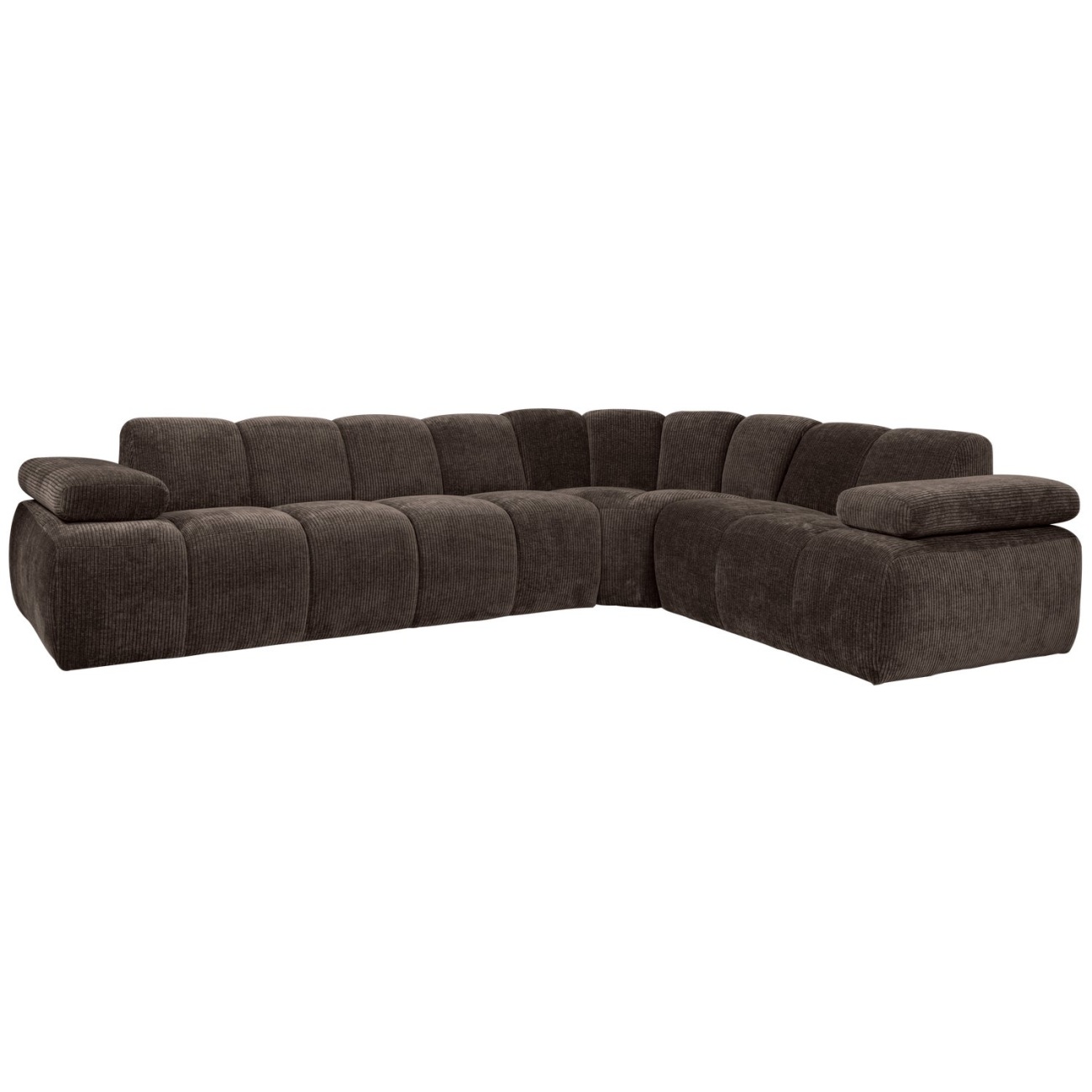 Ecksofa Mojo aus Flachcord Rechts, Braun