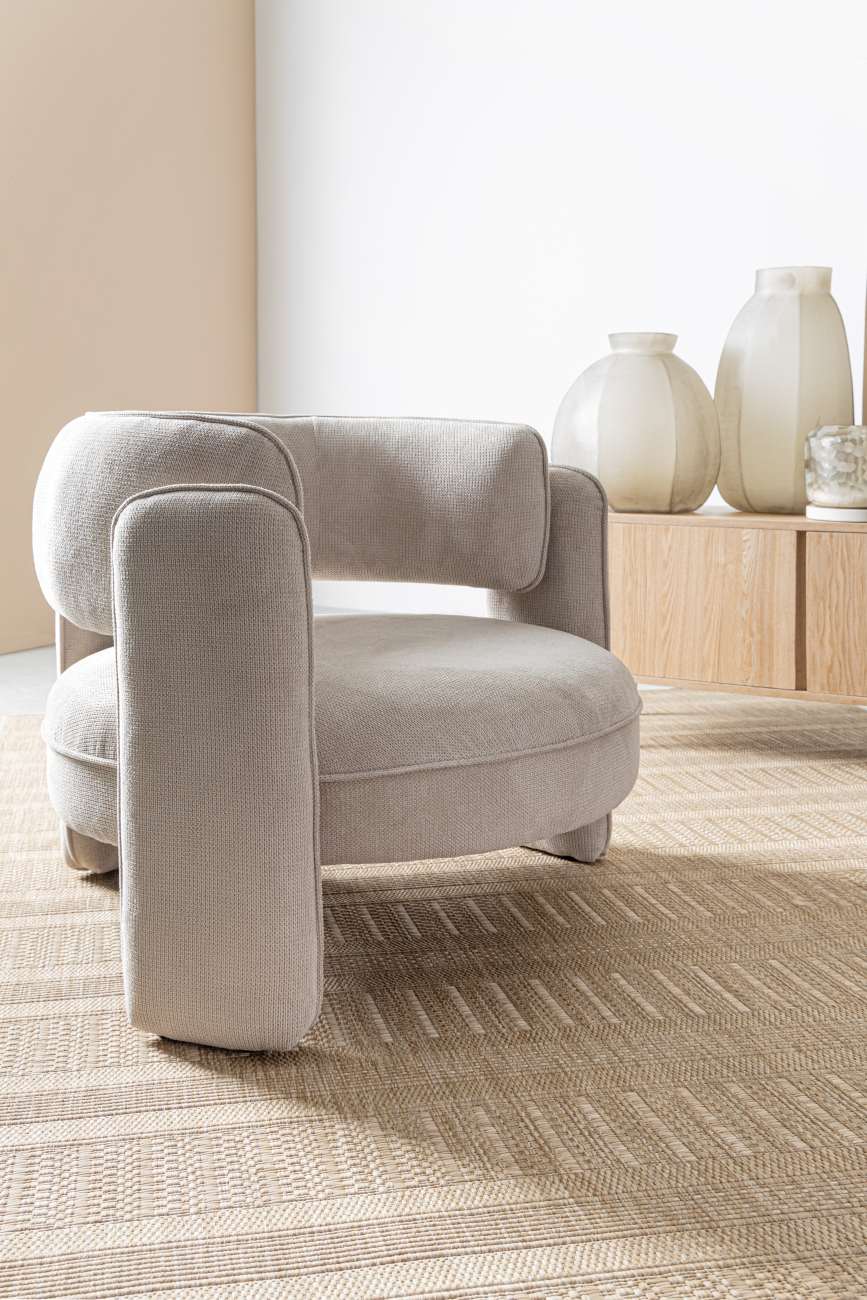 Sessel Aisha aus Stoff, Beige