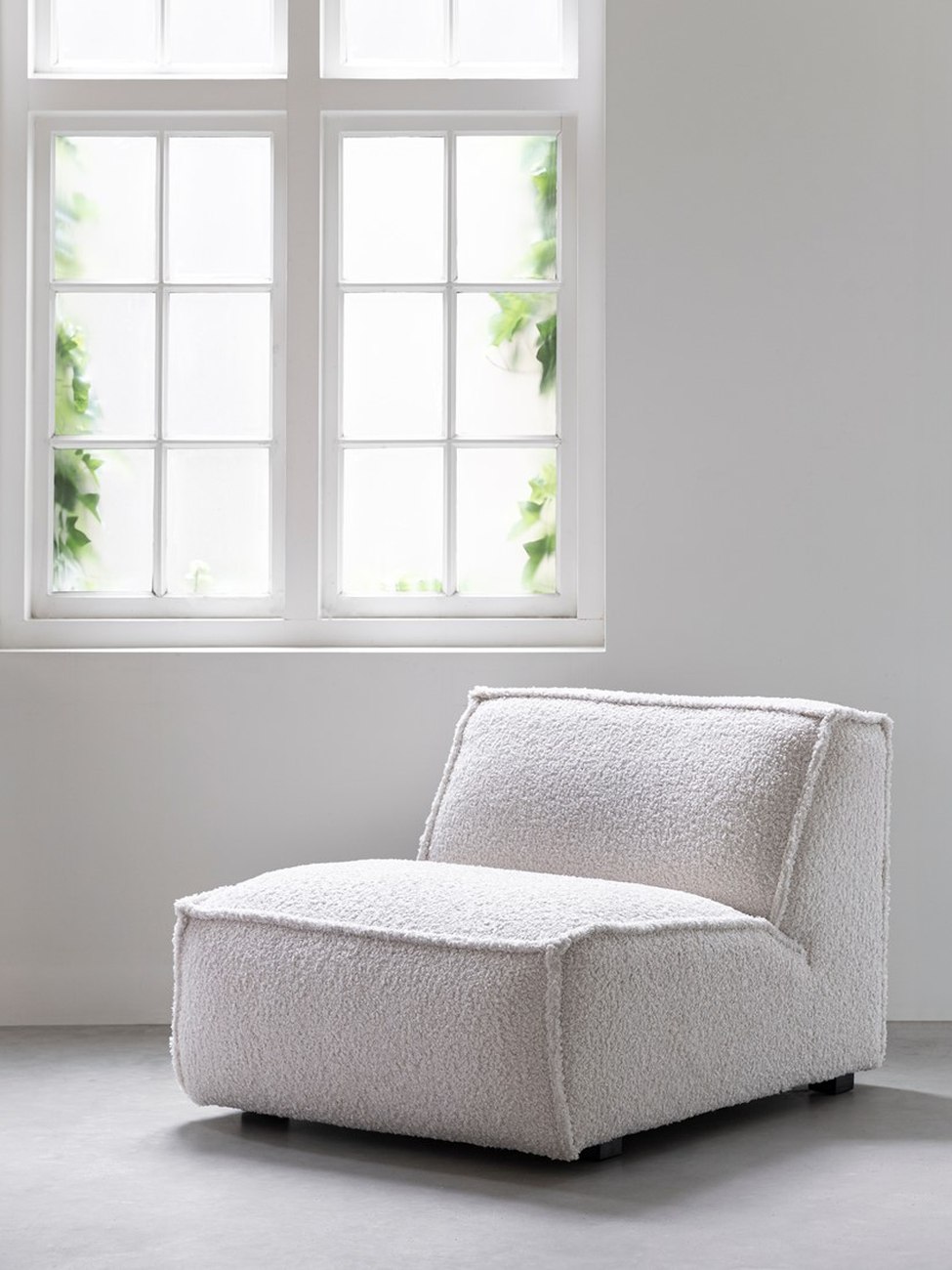 Sessel Cole aus Boucle-Stoff, Creme