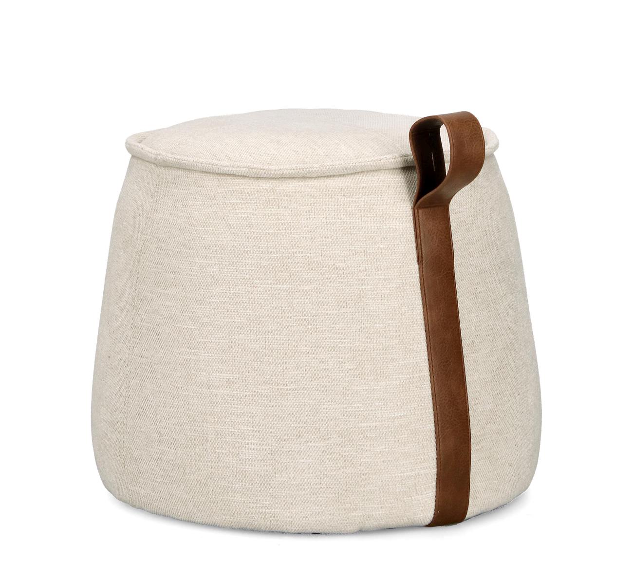 Pouf Anila aus Chenille-Stoff, Natur