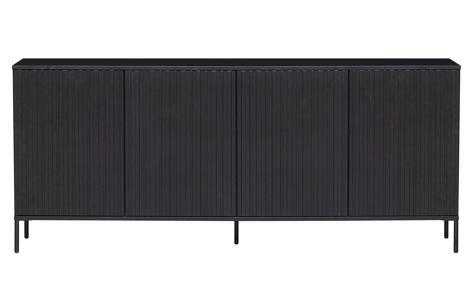 Sideboard Gravure aus Kiefernholz, Schwarz