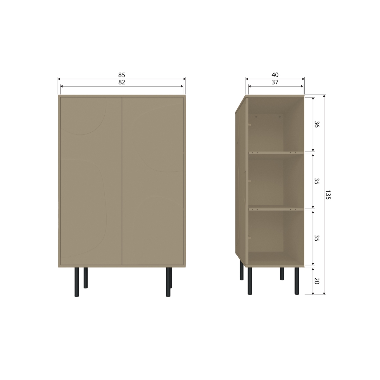 Schrank Cadiz aus Kiefernholz, Braun