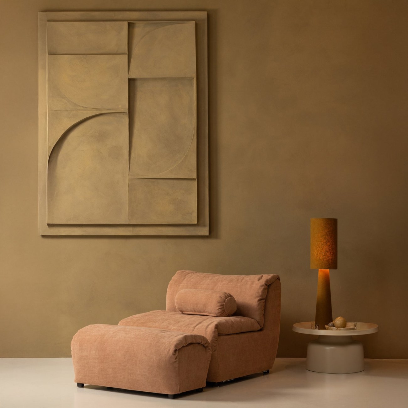 Sessel Baggy aus Chenille-Stoff, Altrosa