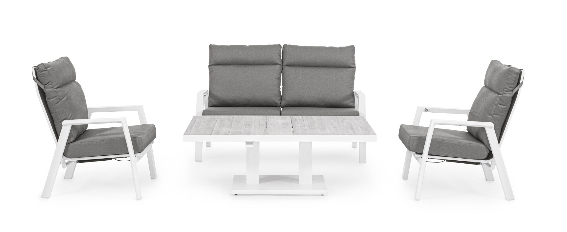 Gartensofa Kledi aus Aluminium, Weiß