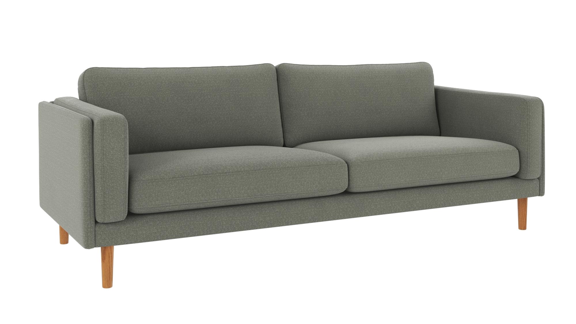 Sofa Braden 3-Sitzer, Beine Eiche, Bezug Rita Grün