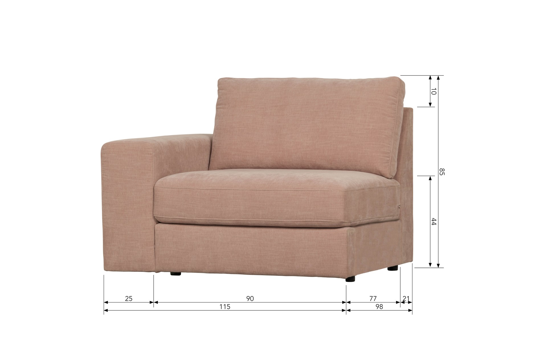 Modulsofa Family 1-Seat Element Links, Rosa