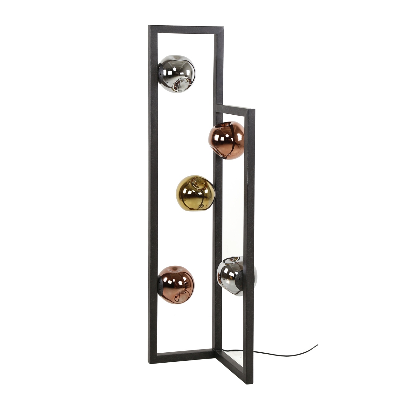 Stehleuchte Atomoira, 5-flammig - Glas, Metall in Artic-Schwarz, LED