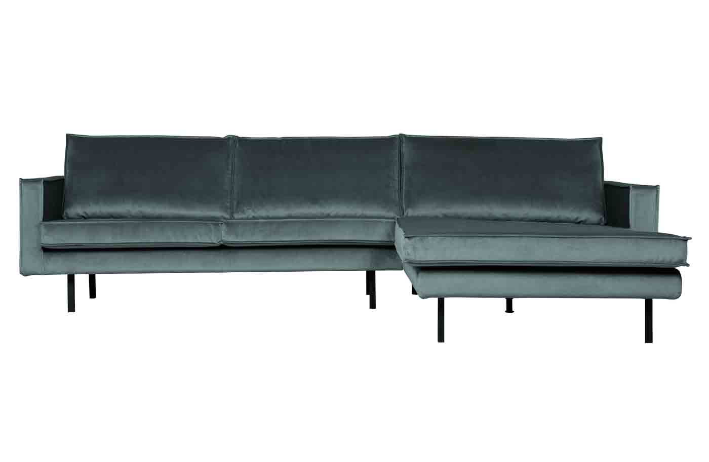 Ecksofa Rodeo Chaiselongue Samt, rechts Teal