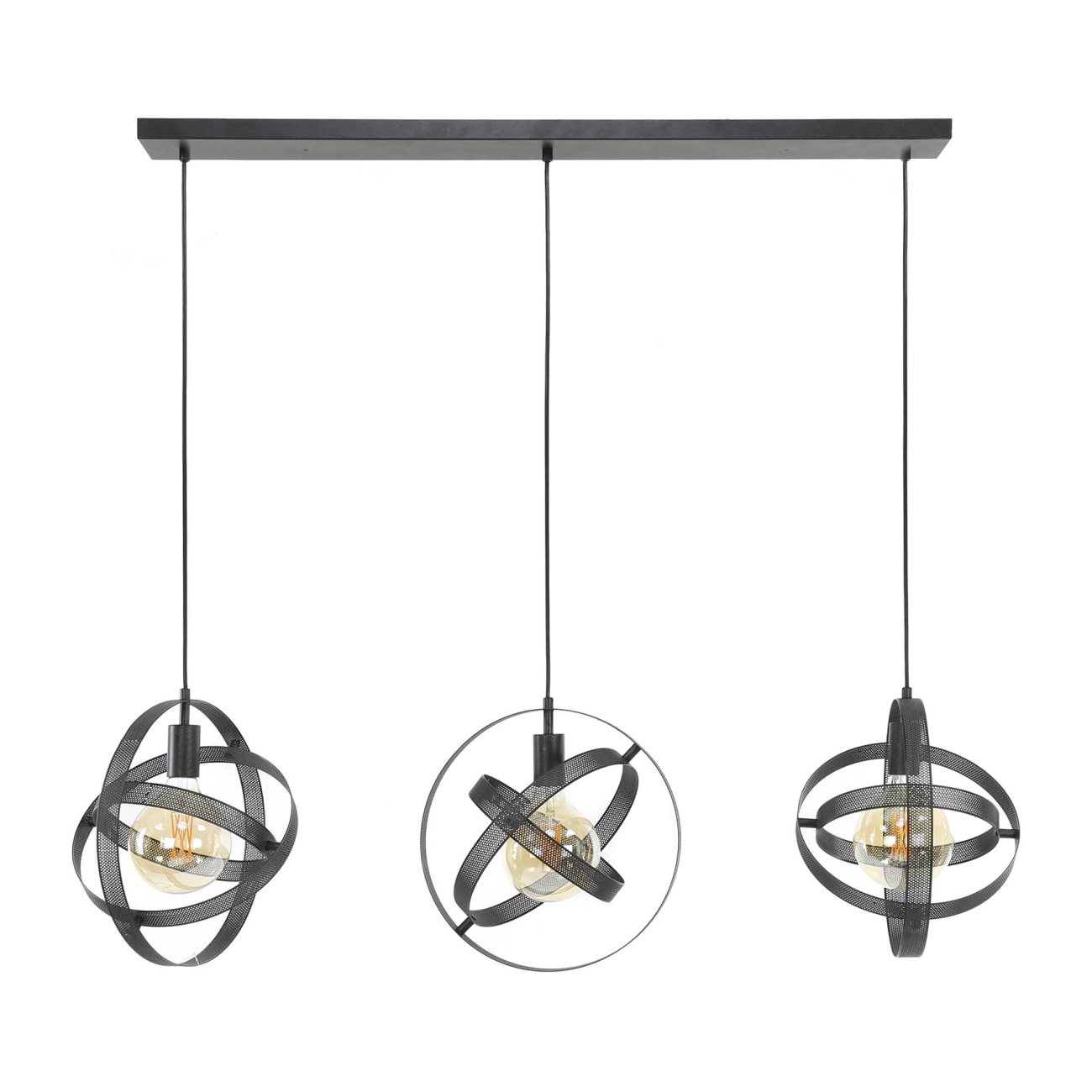 Hängeleuchte Jupiter, 3-flammig - Metall Artic-Schwarz, Ø 33 cm, LED