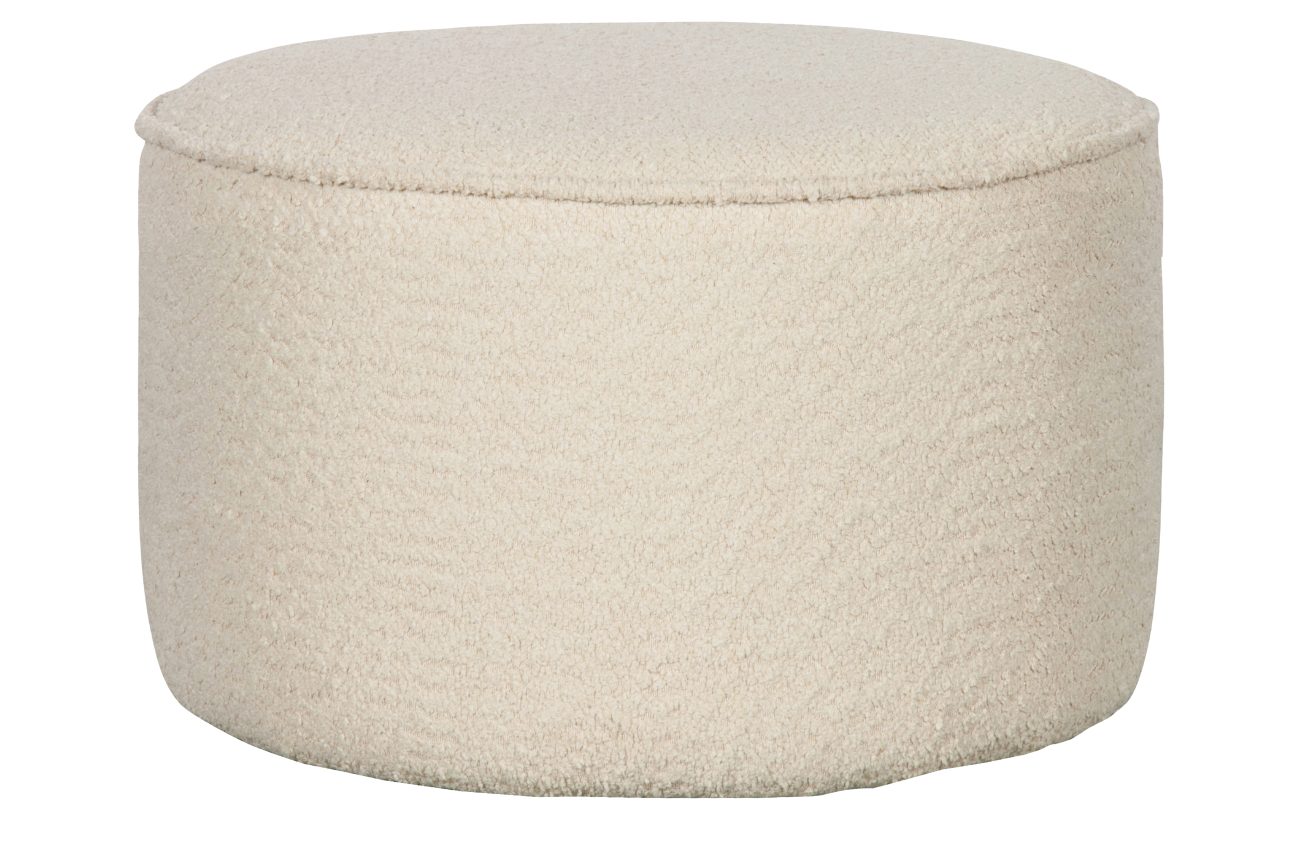 Hocker Sara aus Teddystoff Creme, Ø 60 cm