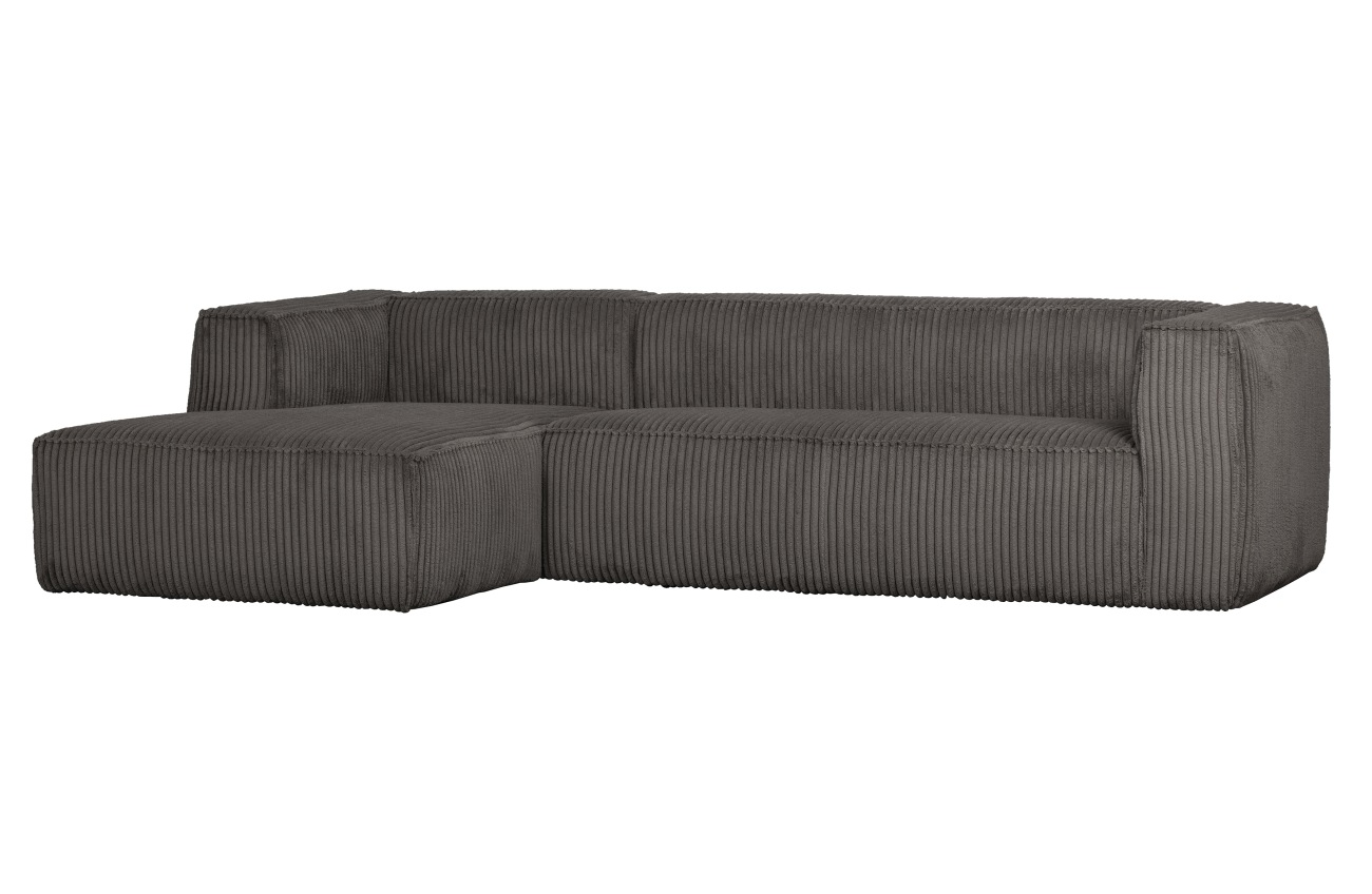 Ecksofa Bean mit Cordbezug, links Grau