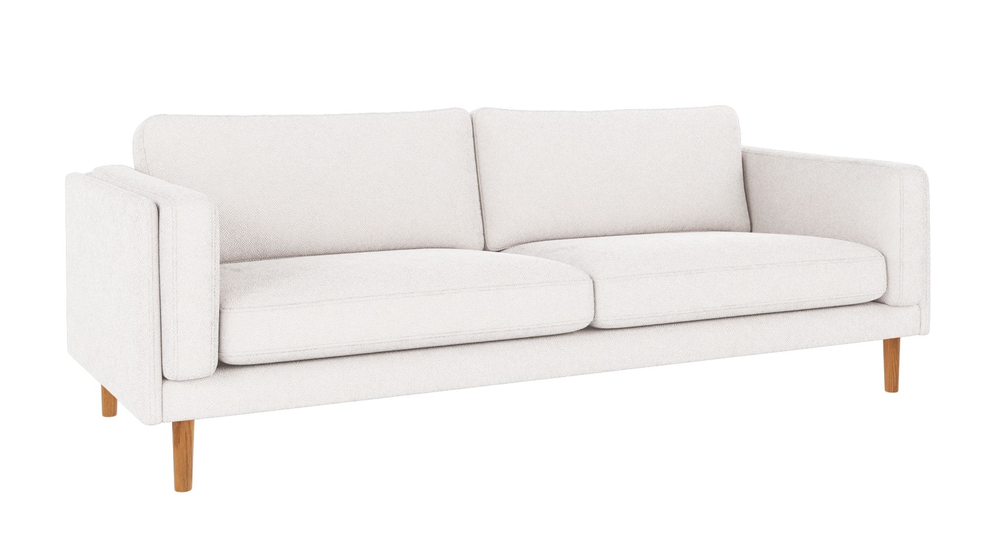 Sofa Braden 3-Sitzer, Beine Eiche, Bezug Bobby Weiß