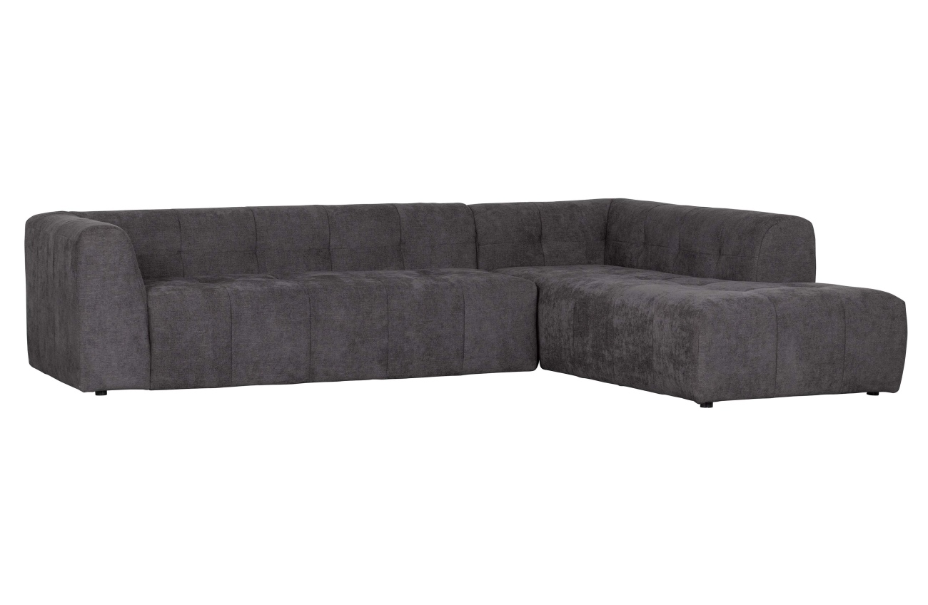 Ecksofa Grid aus Chenille-Gewebe Rechts, Grau