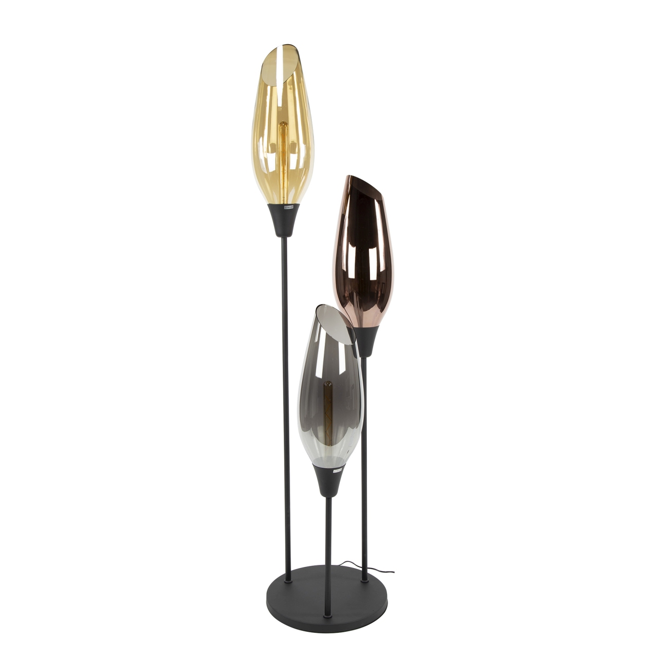 Stehleuchte Ovaluci mit LED, 3-flammig - Glasschirme in 3 Farben, XL