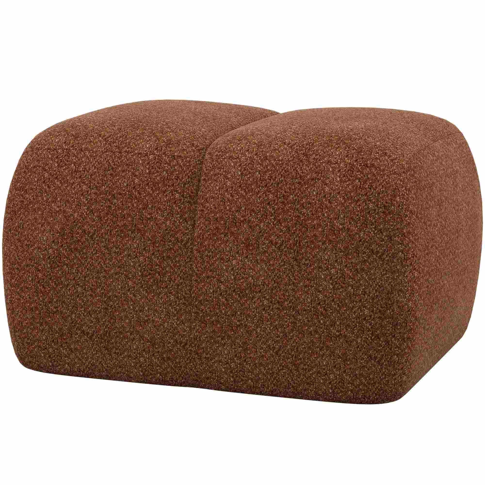 Hocker Mojo Wollen-Stoff Rostbraun - bequemer Polsterhocker, 84 x 64 x 45 cm