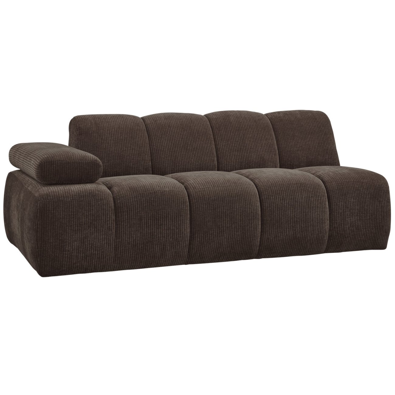 Modulsofa Mojo Flachcord 2er Arm-Links, Braun