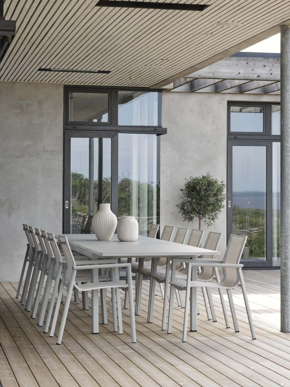 Gartenesstisch Lomma XL, 260-380x100 cm, Hellgrau