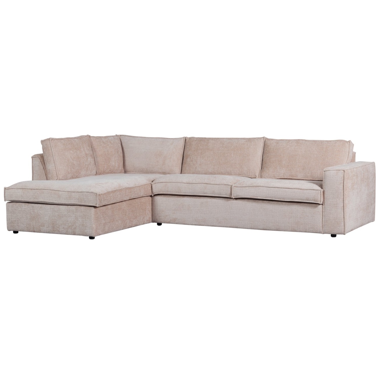 Ecksofa Hajo aus Chenille-Stoff Links, Sand