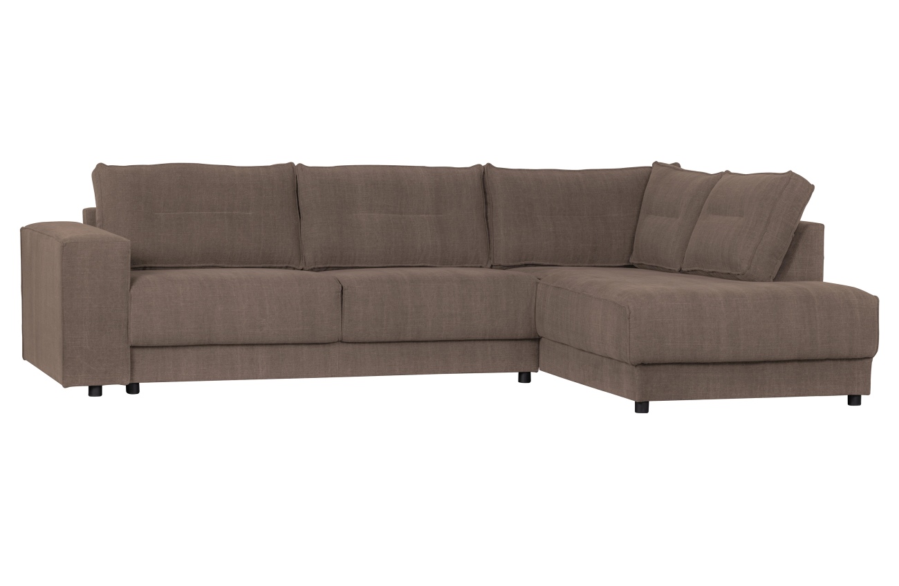 Ecksofa Randy aus Leinenstoff Rechts, Braun