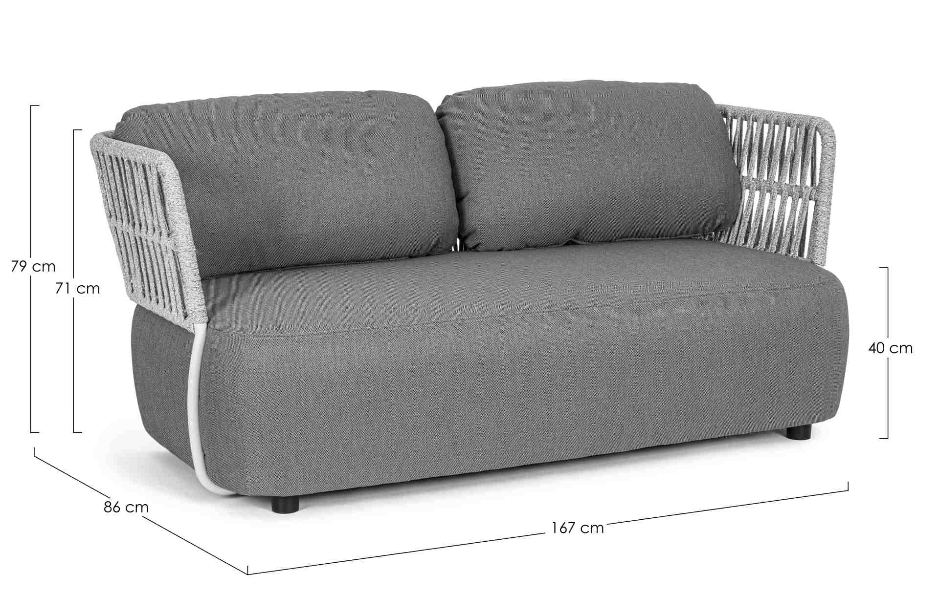 Sofa Palmer aus Aluminium, Grau