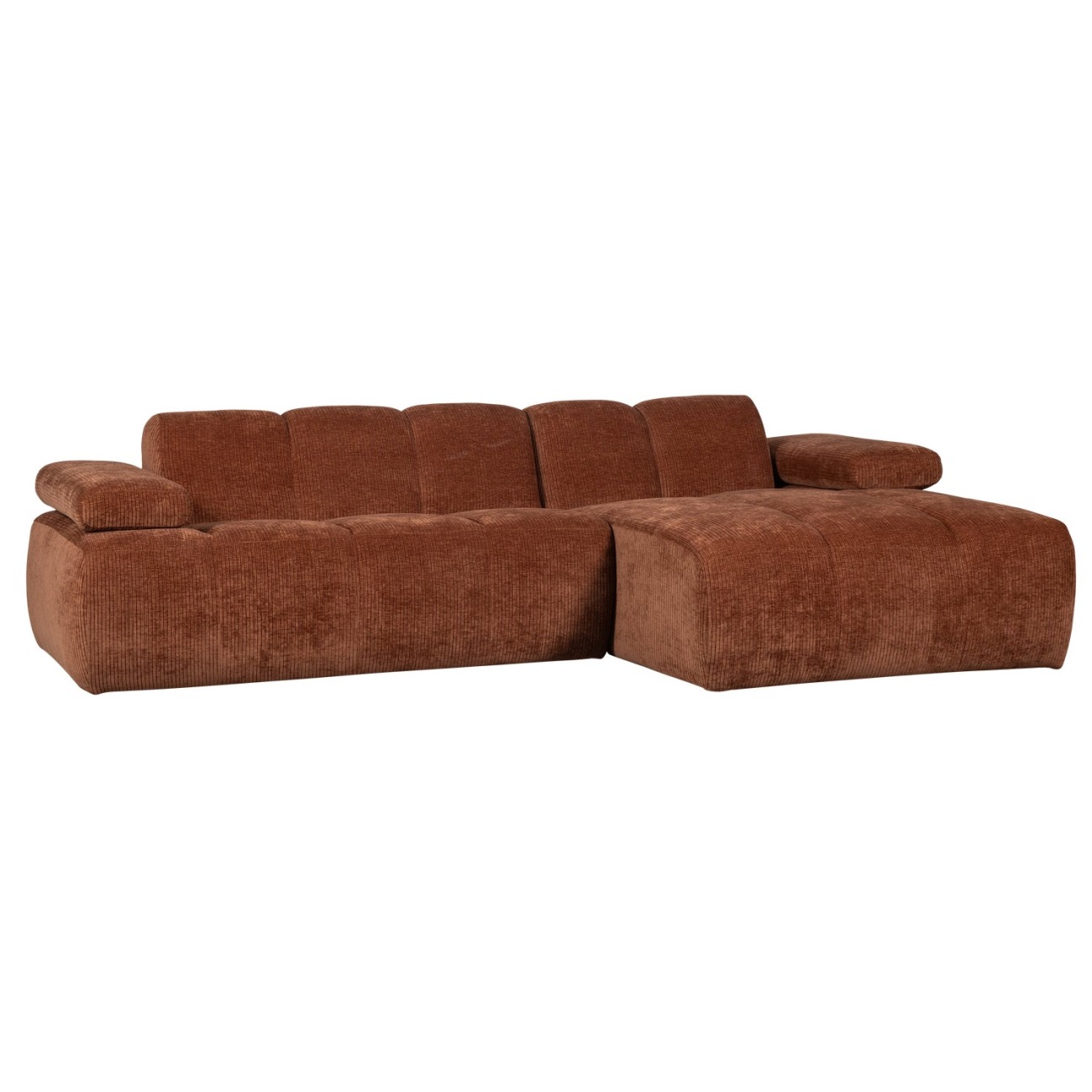Chaiselongue Mojo aus Flachcord Rechts, Rostbraun