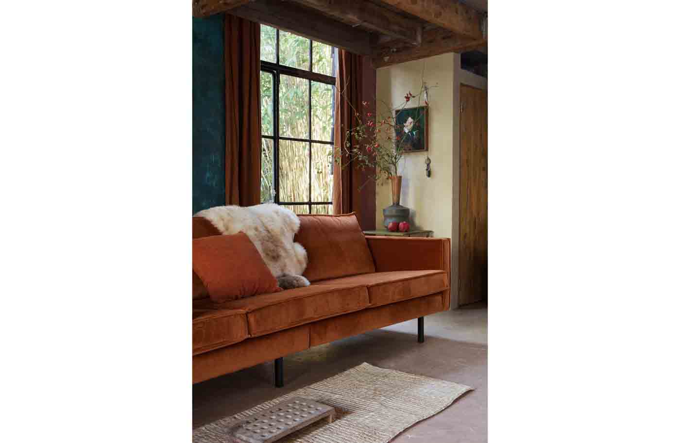 Rodeo Sofa 3-Sitzer Samt, Rost