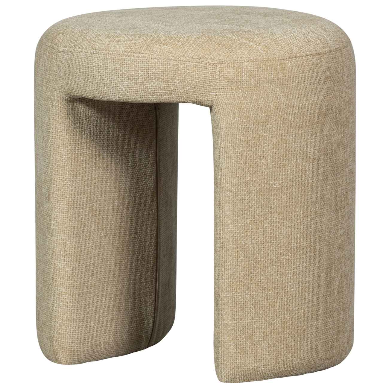 Hocker Charlie aus Chenille-Stoff, Natur