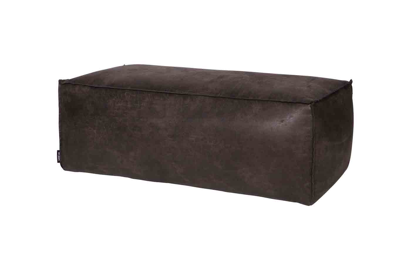 Pouf Rodeo Lederoptik, Schwarz