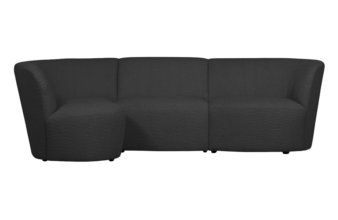 Ecksofa Coco aus Boucle-Stoff Links, Dunkelgrau