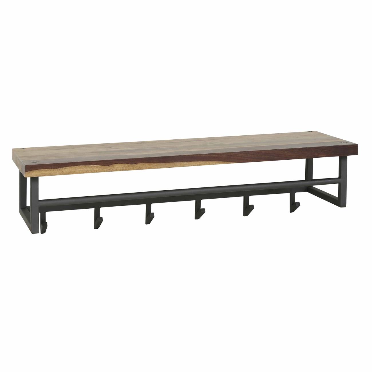 Garderobe Solalid - Saja Massivholz in Braun, mit Hutablage & 6 Haken