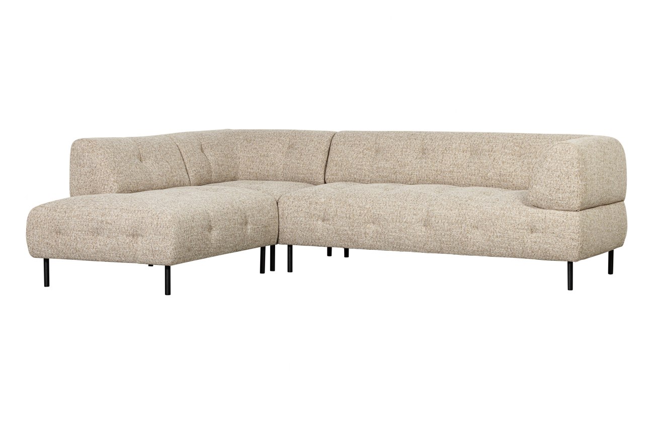 Ecksofa Lloyd aus grobmaschigen Stoff Links, Beige