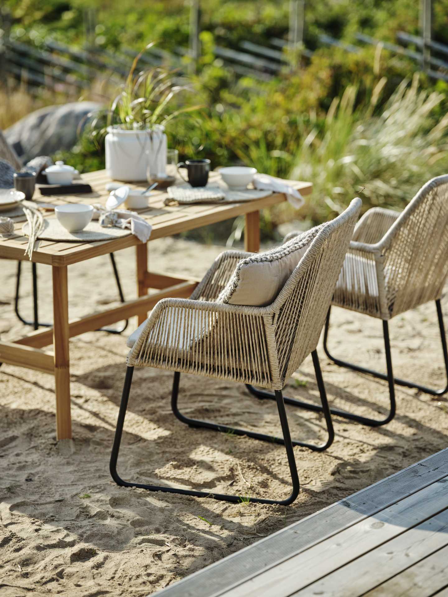 Gartenstuhl Midway aus Rattan, Beige