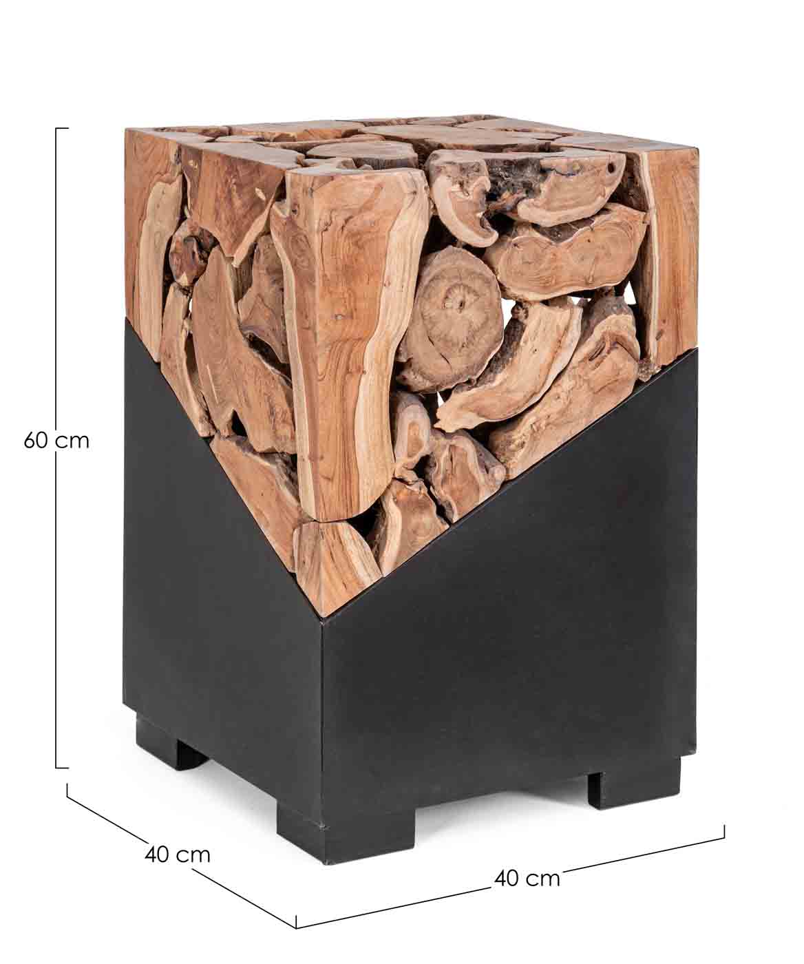 Beistelltisch Grenada Teakholz und Stahl, 40 cm