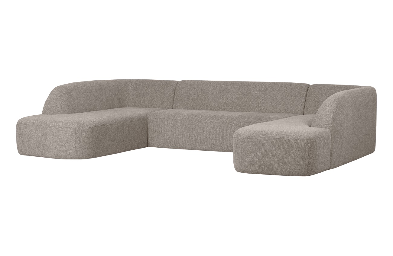 Sofa Sloping U-Form aus Melange-Stoff, Hellgrau