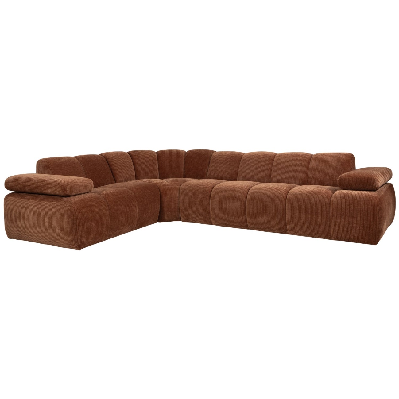 Ecksofa Mojo aus Flachcord Links, Rostbraun