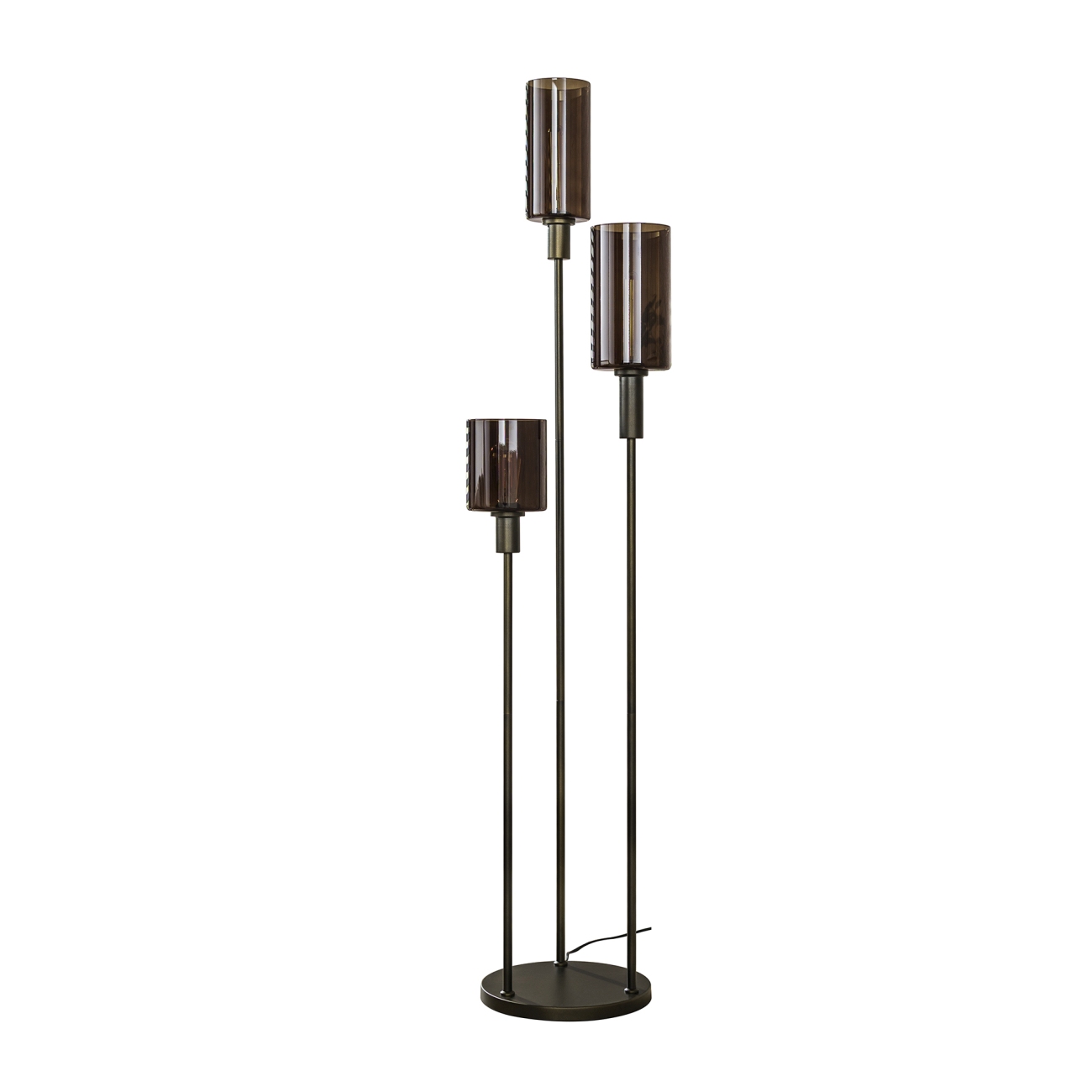 Stehleuchte Luzina, 3-flammig - Metall, Glas Siennabraun, inkl. LED