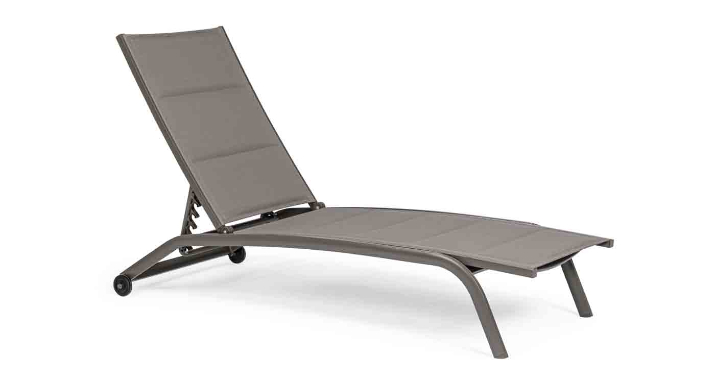 Sonnenliege Cleopass aus Aluminium mit Rollen, Taupe