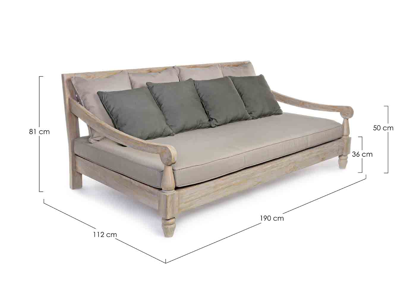 Daybed Bali mit Kissen, Natur