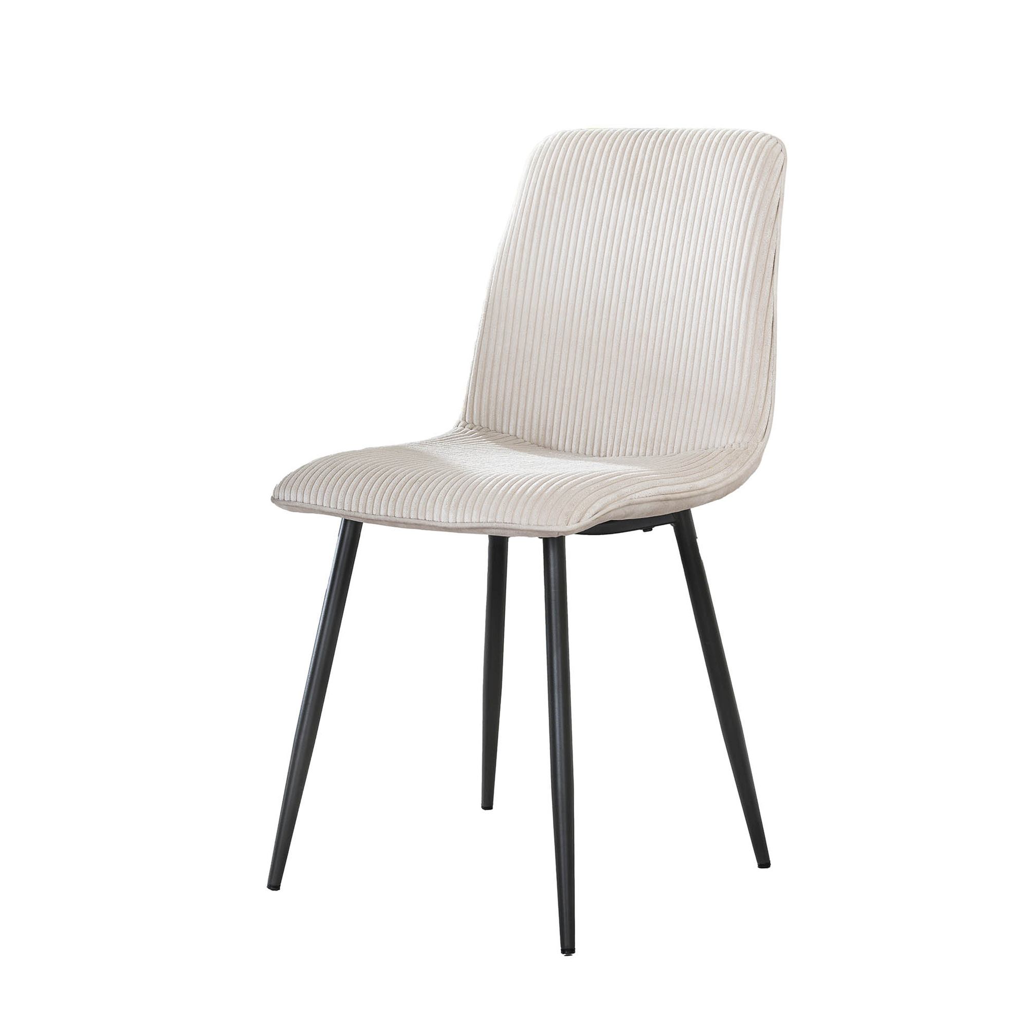 4er-Set Esszimmerstuhl Ribcaro - Cord-Bezug, Creme