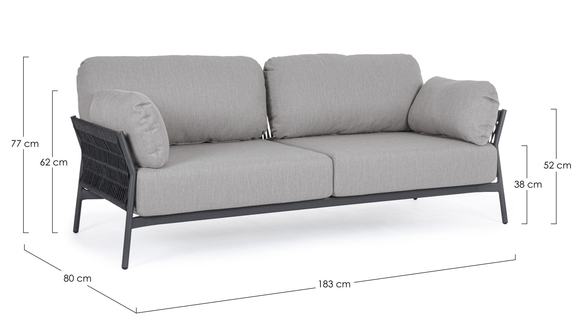 Sofa Pardis aus Aluminium, Anthrazit