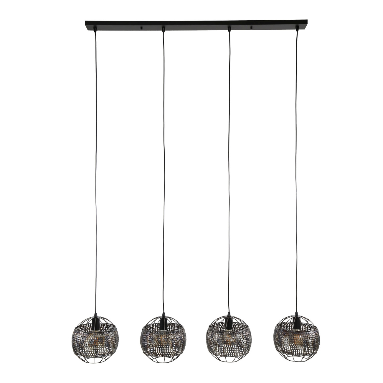 Hängeleuchte Crocodi mit LED, 4-flammig - Metall Schwarzbraun, Ø 30 cm
