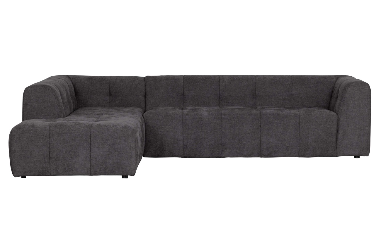 Ecksofa Grid aus Chenille-Gewebe Links, Grau